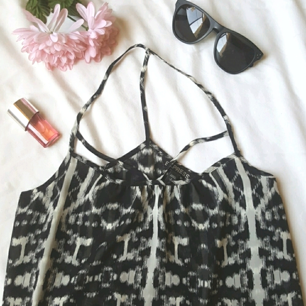 express • tribal print caged T-back top